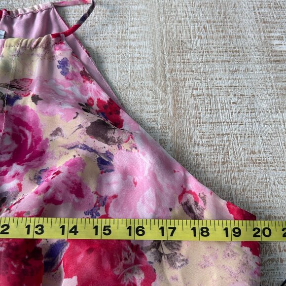 Floret Studios Floral Ruffle Waist Chiffon Dress Pink/Red/Beige Floral XL NWT - Picture 11 of 11